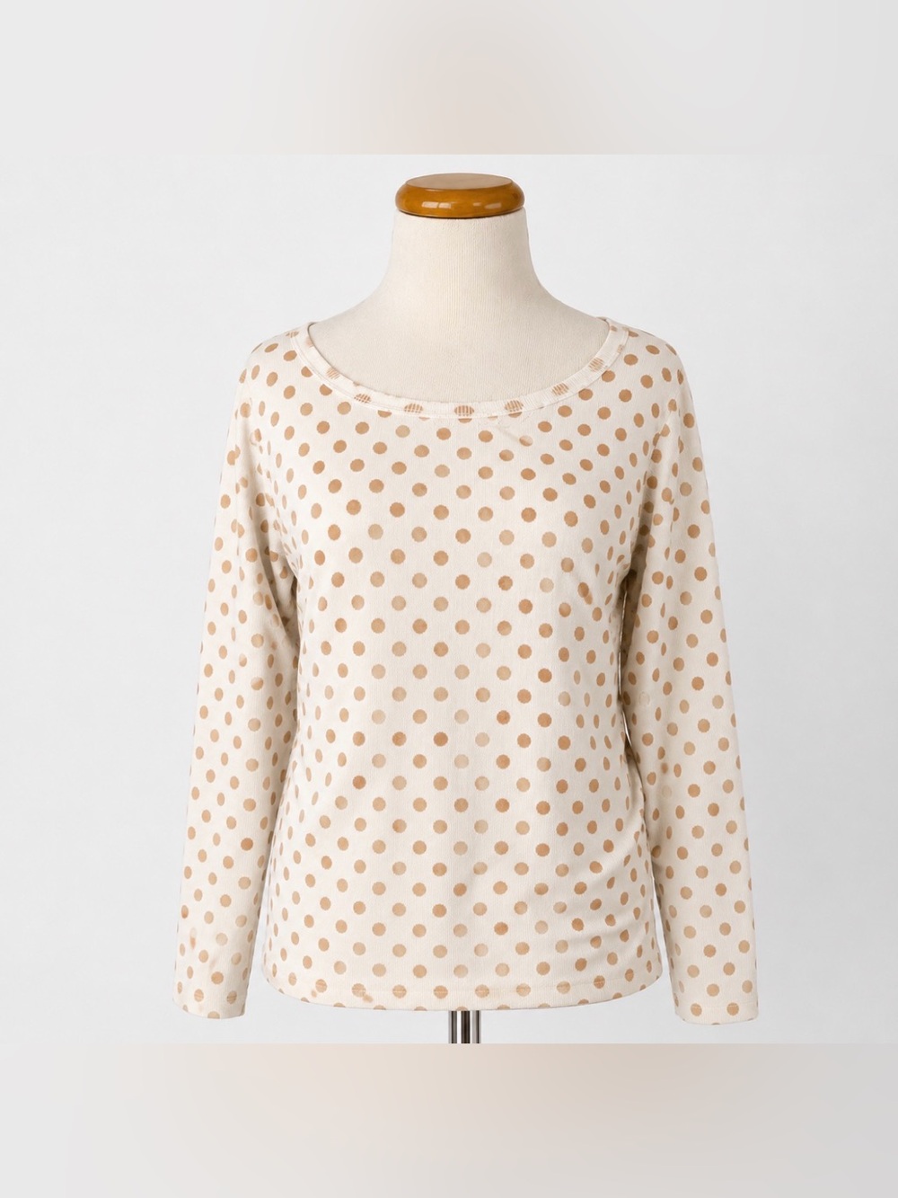 [Valentine K] Ivory 100% Cashmere Polka Dot Sweater w/ Suede Elbow Patches Sz: 2